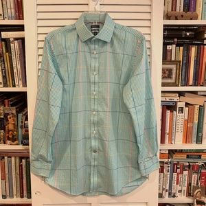 Crown & Ivy Slim Fit Long Sleeve Pastel Plaid Multicolor Shirt Men's Size M